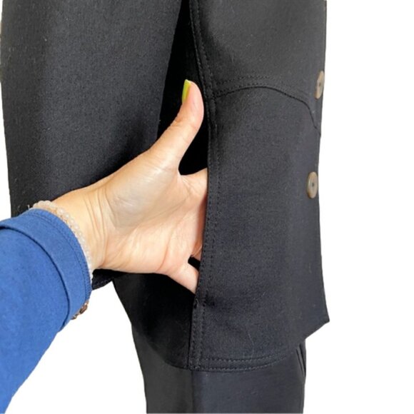 🛑 Vintage Louis Feraud Midnight Navy Wool Minimalist Straight Coat - L - Picture 5 of 11